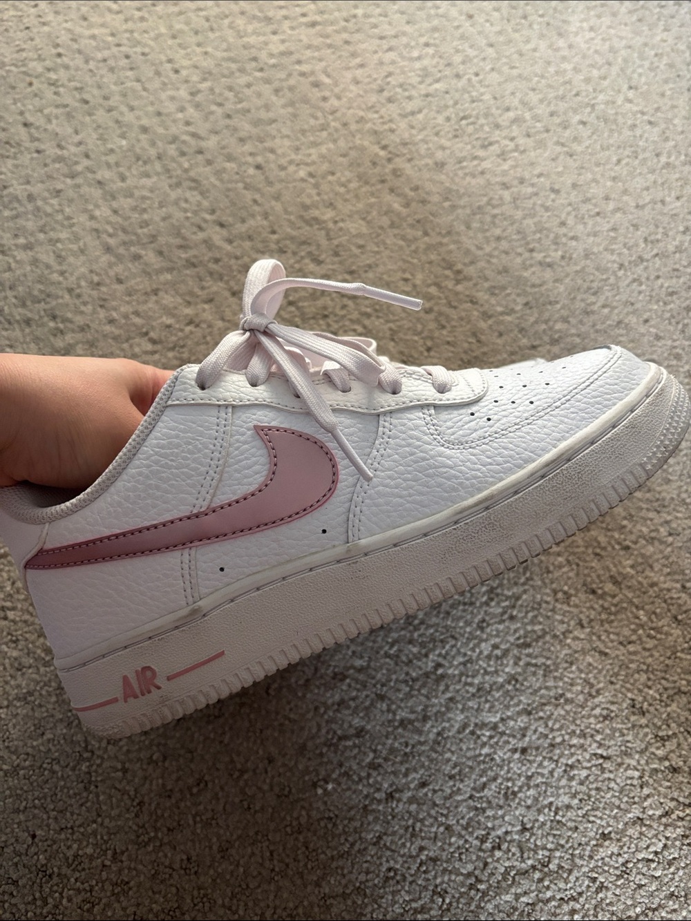 Nike White & Light Pink Casual Low-Top Sneakers Air Force 1